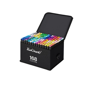 Professional 168 colors dual tip alcohol art markers set in black canvas carrying bag