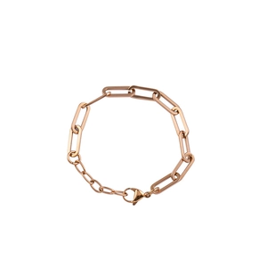 Minimalist rose gold paperclip chain bracelet in stainless steel with lobster clasp