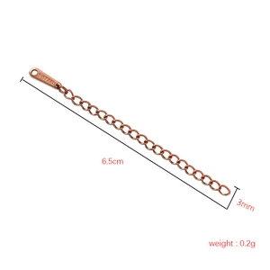 Rose gold stainless steel extension chain 6.5cm with water drop charm and S.STEEL tag