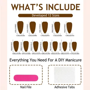 Guide des tailles pour faux ongles amande œil-de-chat avec 12 dimensions détaillées