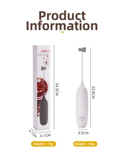 Detailed size specification for handheld electric milk frother and its packaging box