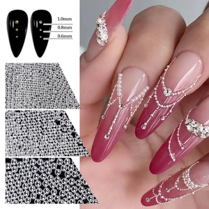 Mini metal nail steel beads set with 0.6mm to 1.0mm gold and silver caviar micro beads