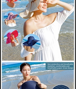 Dettaglio di cappelli di paglia pieghevoli in vari colori per protezione solare