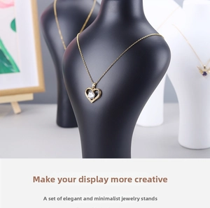 Matte black and white mannequin neck busts for elegant necklace and jewelry display