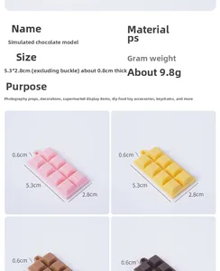 Détail de mini barres de chocolat colorées en PS pour accessoires de bricolage