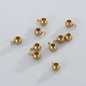 18K gold plated stainless steel hollow beads with loop for DIY jewelry making