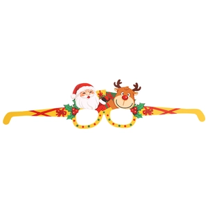 Lunettes de fête de Noël en papier avec motifs de Père Noël et de rennes mignons