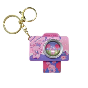 Llavero de cámara de dibujos animados rosa con diseño de conejo para niños y bolsas