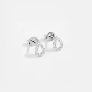 Elegant S925 sterling silver waterdrop stud earrings with pavé cubic zirconia accents
