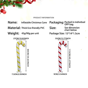 Inflatable PVC Christmas candy cane prop decoration for holiday parties and event ornaments