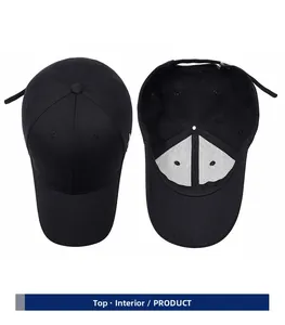 Detailed comparison of the black baseball cap showing the top exterior and inside structure