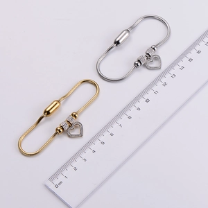Gold and silver 2.4mm heart-shaped magnet charm snake bone bracelets with ruler scale
