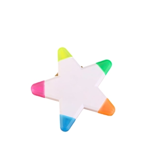 Star-shaped highlighter pen with five vibrant colors for creative office and school use