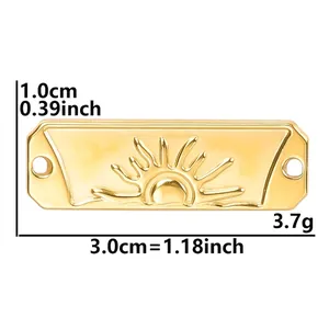 18k gold plated stainless steel sun pendant with 3.0cm width and 1.0cm height