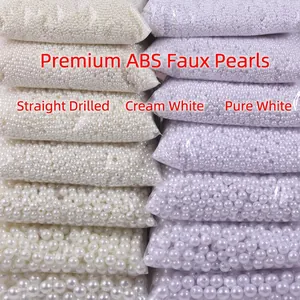 ABS Faux Artificial Pearl Beads Round Loose Spacer Beads For Jewelry Making Craft Clothing Decor