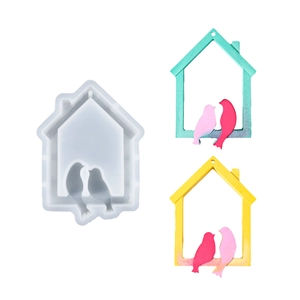 DIY silicone mold featuring house and bird designs for creating resin wall hangings