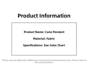 Detail chart of fabric candy cane Christmas tree ornaments with material specifications