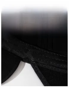 Detail of moisture-wicking sweatband inside men's winter cap with fine stitching