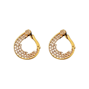 Elegant gold plated flower hoop earrings with sparkling cubic zirconia flower pattern