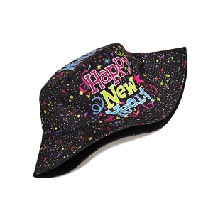 Bob noir réversible avec imprimé festif coloré et inscription Happy New Year