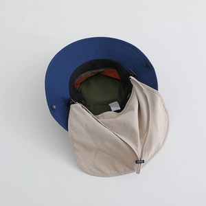 Quick-dry kids outdoor fishing hat with neck protection and breathable orange mesh lining
