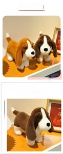 Detail of soft plush Dachshund dog doll showing long ears and realistic texture