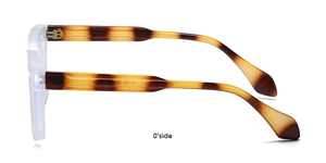 Detailed side view of matte square sunglasses with tortoiseshell temples and metal hinges