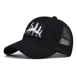 Trucker Hat Cotton Mesh Baseball Cap Breathable Adjustable Forest Moon Embroidery Outdoor Sport For Men Women