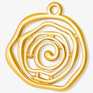 Stainless Steel Rose Flower Pendant Spiral Irregular Round Charm For Jewelry Making DIY Trendy Minimalism Accessory