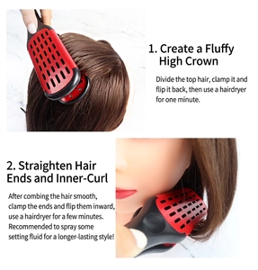 V-shaped hair straightener brush with boar bristles for root volume and curling hair ends
