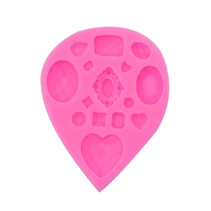 Moule en silicone rose pour pendentifs bijoux en résine DIY avec formes de gouttes et de cœurs
