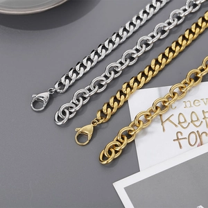 Punk-Stil Titanstahl-Panzerketten und Ankerketten Set in Gold und Silber Farben