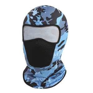 Blue camouflage tactical balaclava with mesh breathing panel and quick-dry fabric