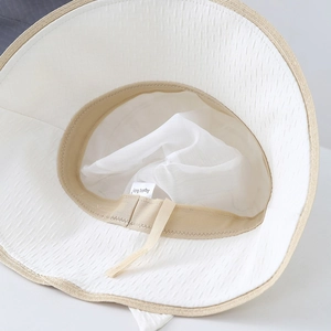Damen Fischerhut in Creme mit strukturierter Textur, Netzfutter und verstellbarem Kordelzugband
