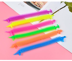 Colorful TPR dinosaur stretchy bracelets in six vibrant colors for stress relief