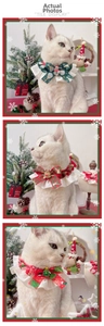 Detailed view of festive pet Christmas collars with lace trim and bells for cats and small dogs