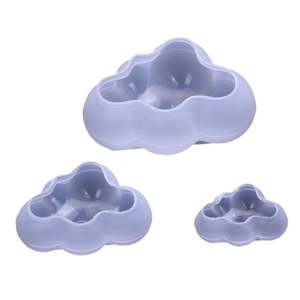 Set of three light blue cloud-shaped silicone molds for cake decorating and soap making