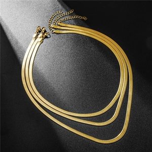 Set di tre collane a catena serpente in acciaio inossidabile placcato oro 18K con estensione