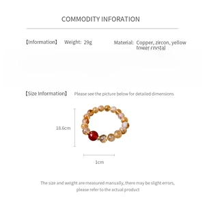 Détails du bracelet perlé de 18,6 cm avec perles citrine de 10 mm et un poids de 29 g