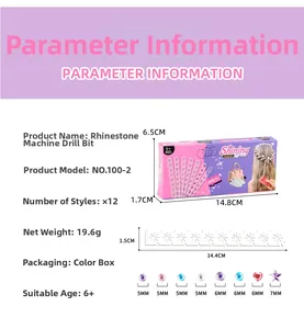 Hair bedazzler kit refills with 12 styles of colorful gems and product dimensions