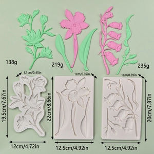 Dreiteilige Silikonformen-Set mit Blumenmotiven für DIY-Backen und Kunsthandwerk-Hobby