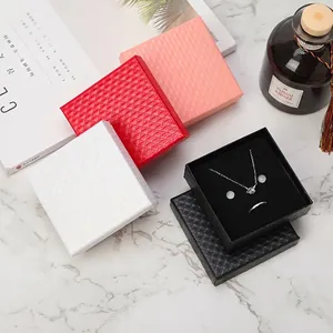 Elegant diamond-patterned jewelry gift boxes for rings and necklaces in assorted colors