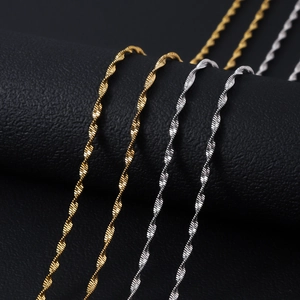 Minimalist 18K gold and silver plated stainless steel twist chain necklace set