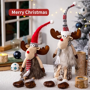 Ensemble de poupées en peluche renne de Noël, adorables ornements de lutin pour la maison.