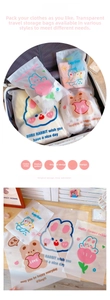 Frosted frosted travel storage bags with cute cartoon patterns and zipper closure