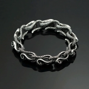 Punk Cobra Snake Skull Bracelet 316 Stainless Steel Vintage Black Biker Gothic Bangle Unisex