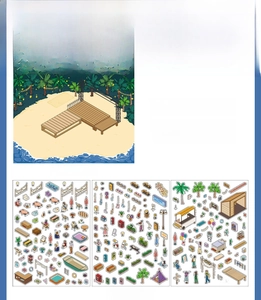 Island Music Festival sticker DIY set with PET stickers and 180x250mm scene card