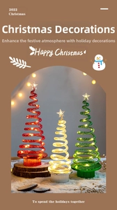 Three-piece set of spiral LED Christmas trees in red, white and green with star toppers