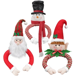 Plush Christmas gnome set with Santa, Snowman and Elf featuring long bendable arms decoration
