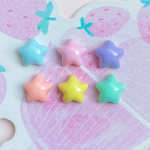 Set of colorful mini resin star charms for DIY crafts and hair accessories in 6 vibrant colors